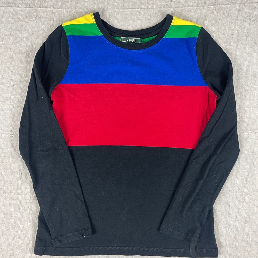 L-RL Ralph Lauren Active Women's M Striped Shirt Long Sleeve